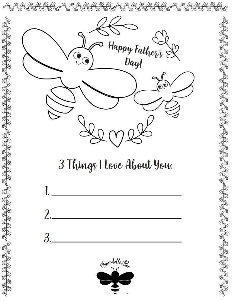 Swaddle bee coloring book free printable page fathers day edition