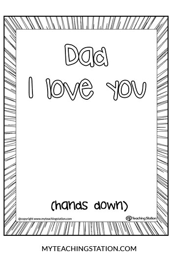 Dad i love you hands down hand print kids activity