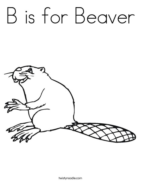 B is for beaver coloring page