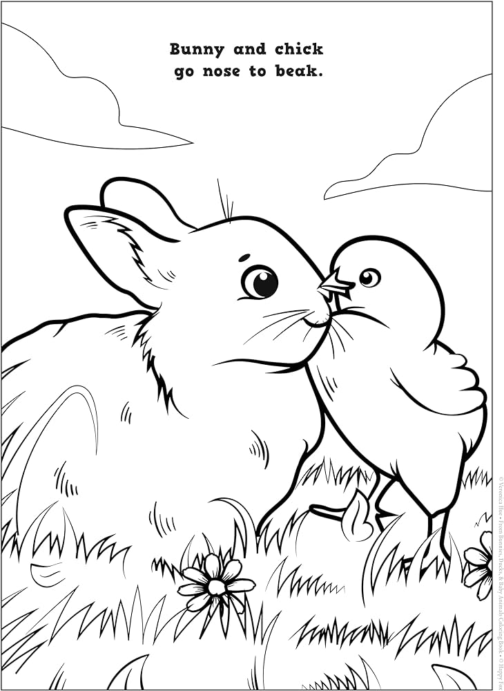 Bunnies ducks and baby animals coloring book by hue veronica