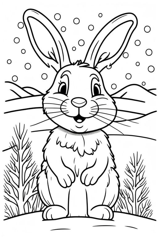 Rabbits in a burrow for coloring book