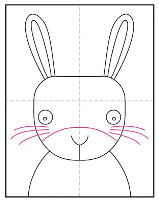 Easy how to draw a bunny face tutorial and bunny coloring page