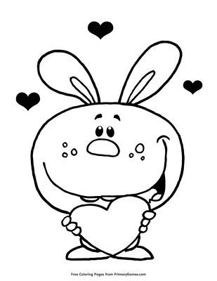 Bunny holding a heart coloring page â free printable pdf from