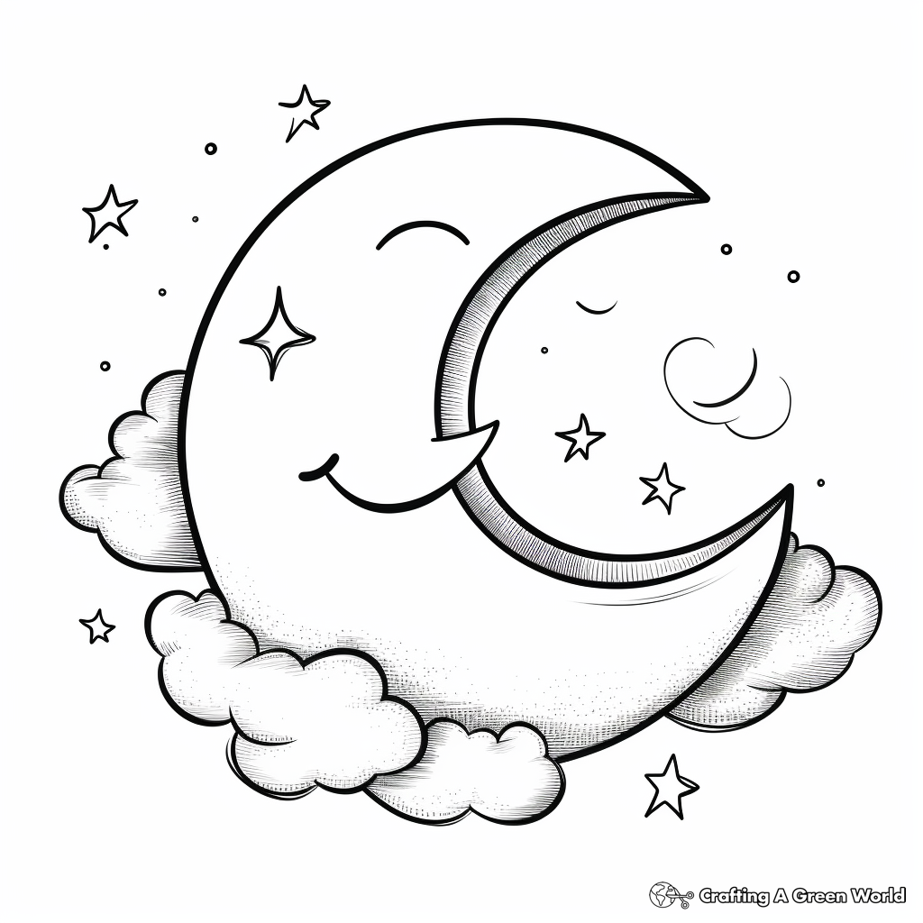 Crescent moon coloring pages