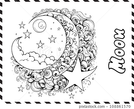 Crescent moon coloring pages for kids