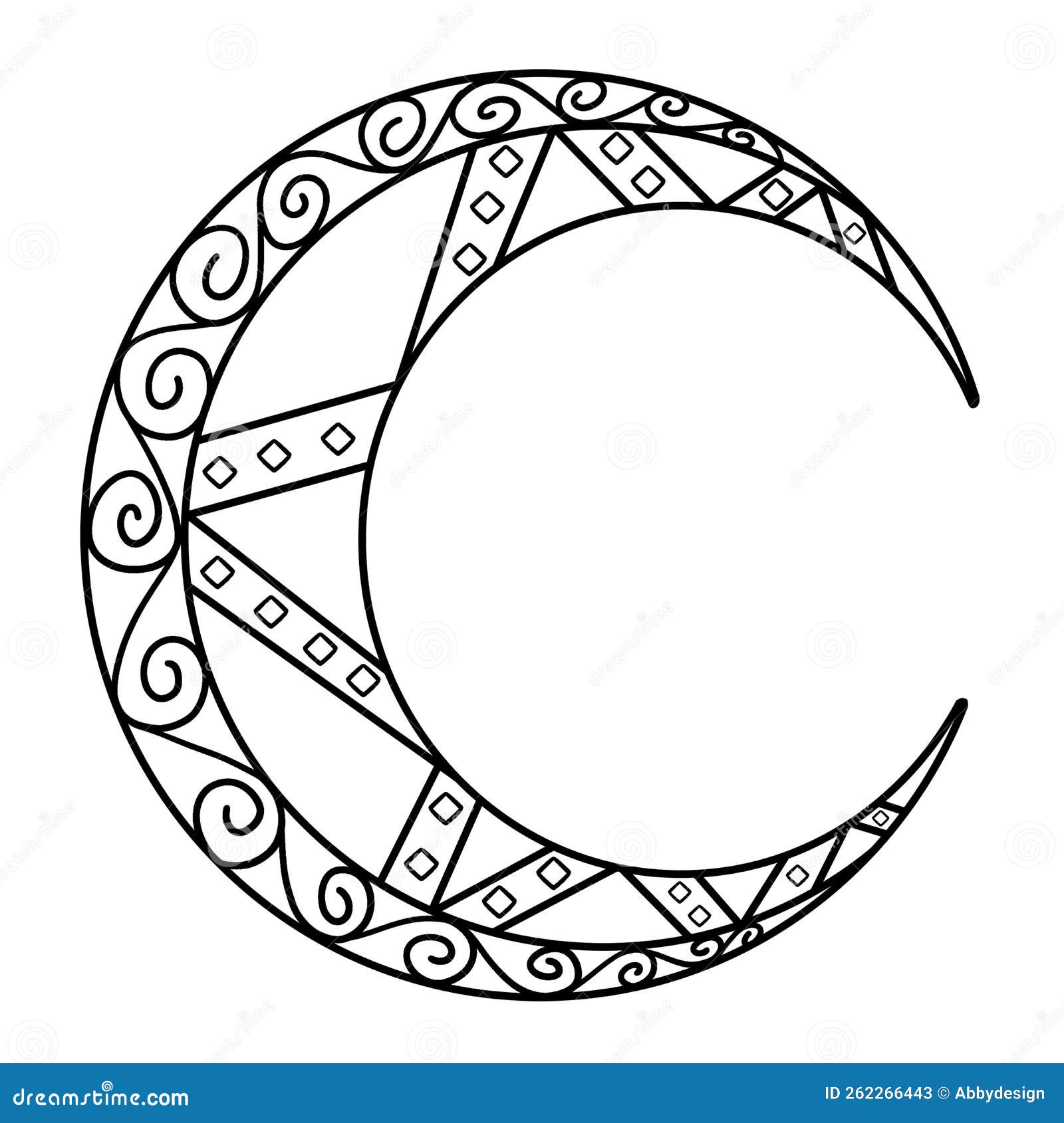 Ramadan crescent moon isolated coloring page stock vector