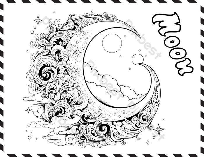 Crescent moon coloring pages for kids png images eps free download