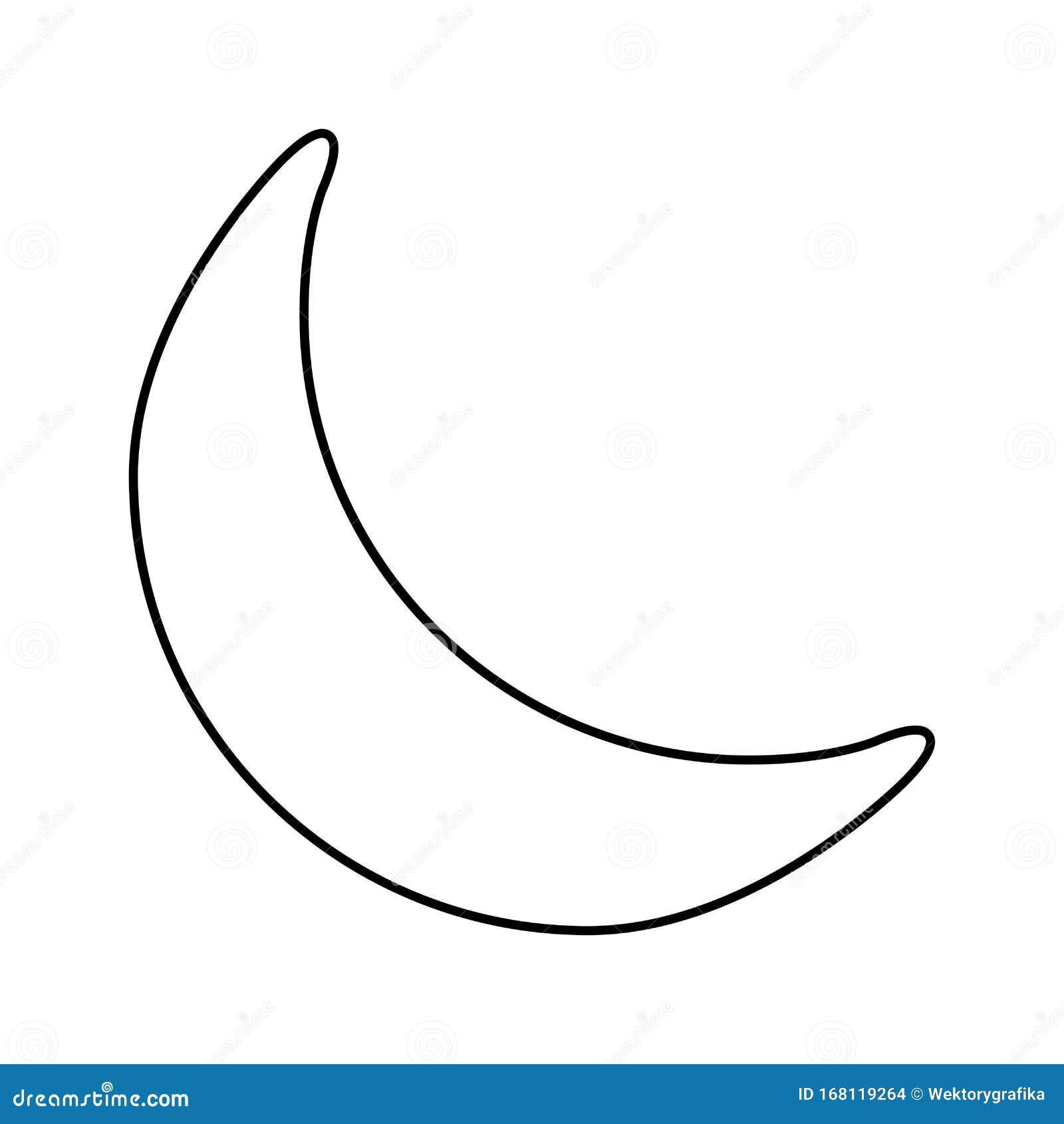 Crescent moon outline vector moon for coloring book symbol illustration on white background stock vector