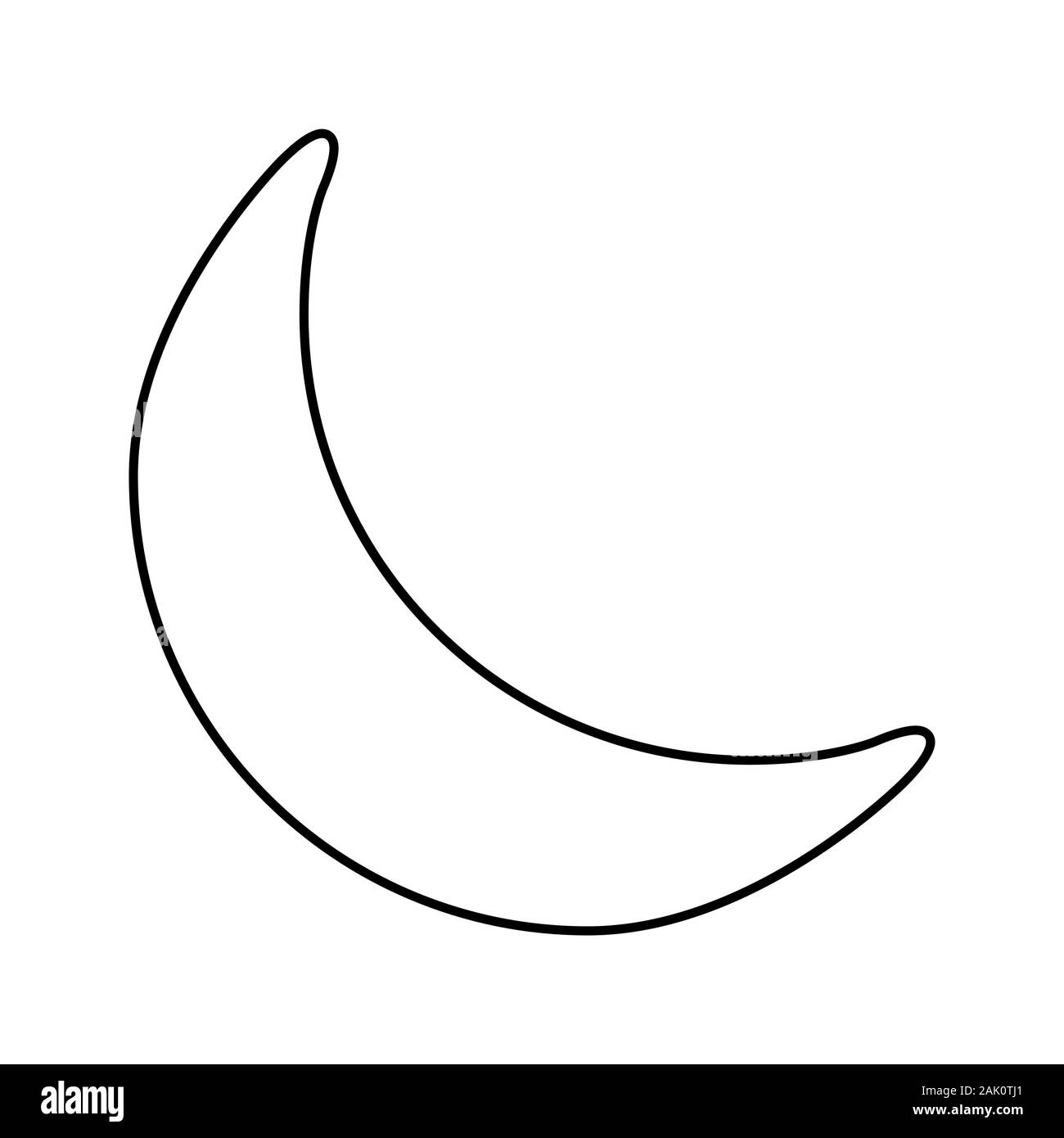 Crescent moon outline vector moon for coloring book symbol illustration on white background flat design style stock vector image art