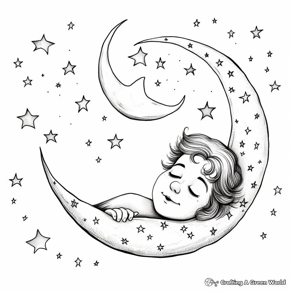 Crescent moon coloring pages