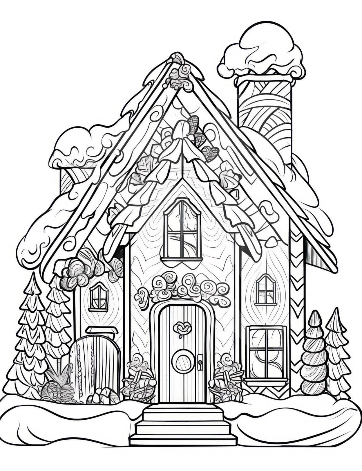 House coloring pages for adults and kids