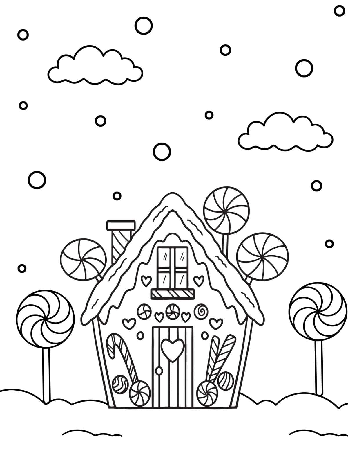 Free gingerbread house coloring pages for kids