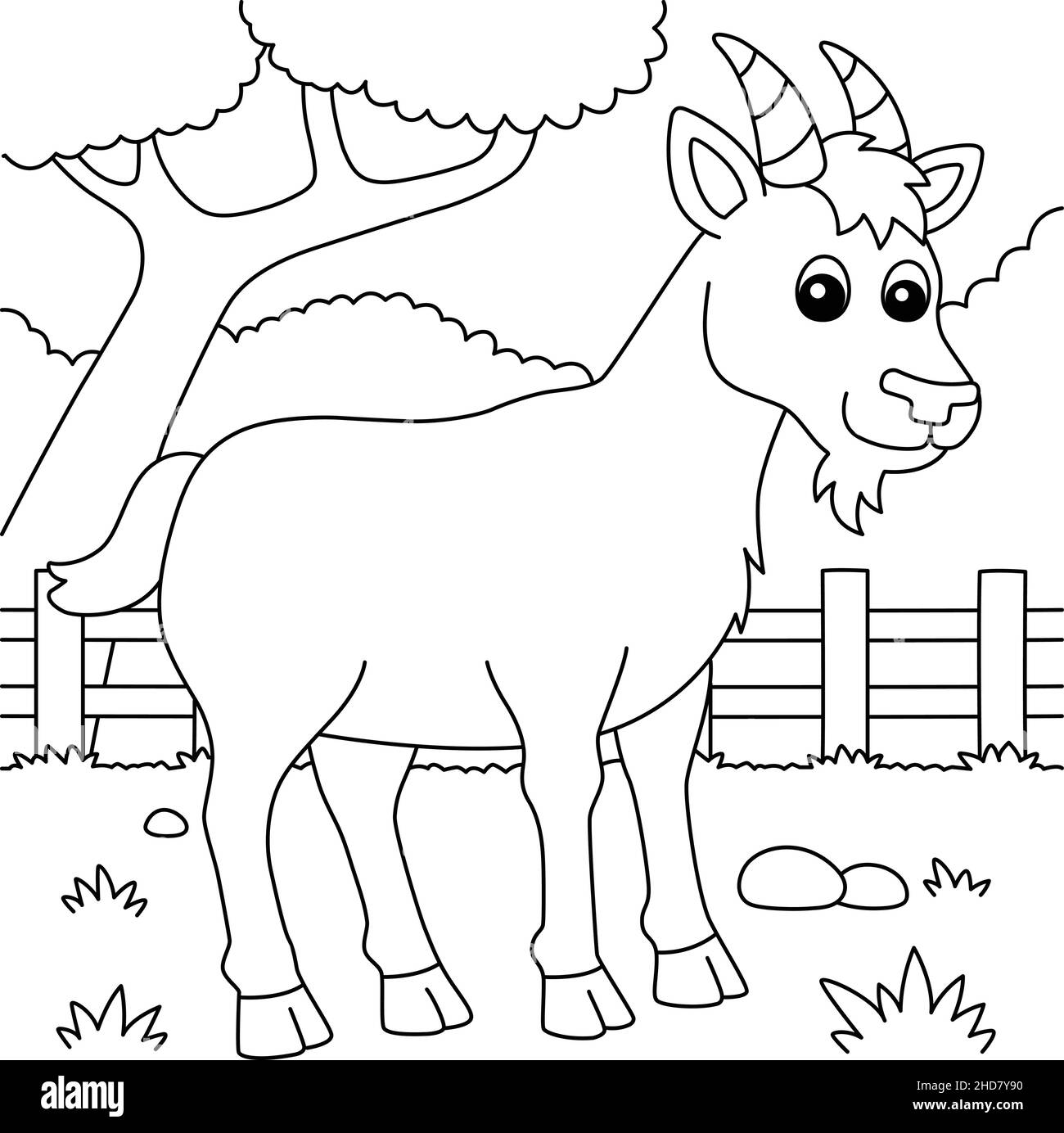 Goat coloring page for kids stock vector image art