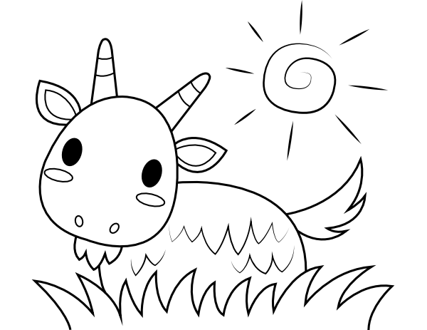 Printable baby goat coloring page