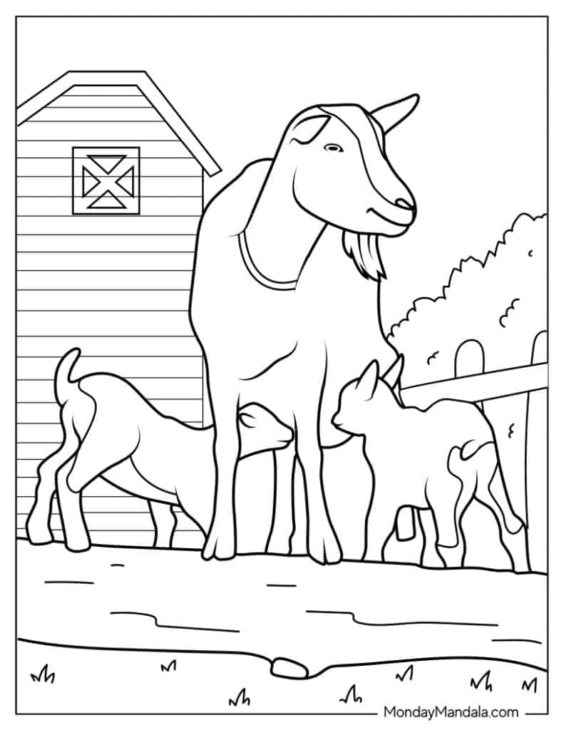 Goat coloring pages free pdf printables