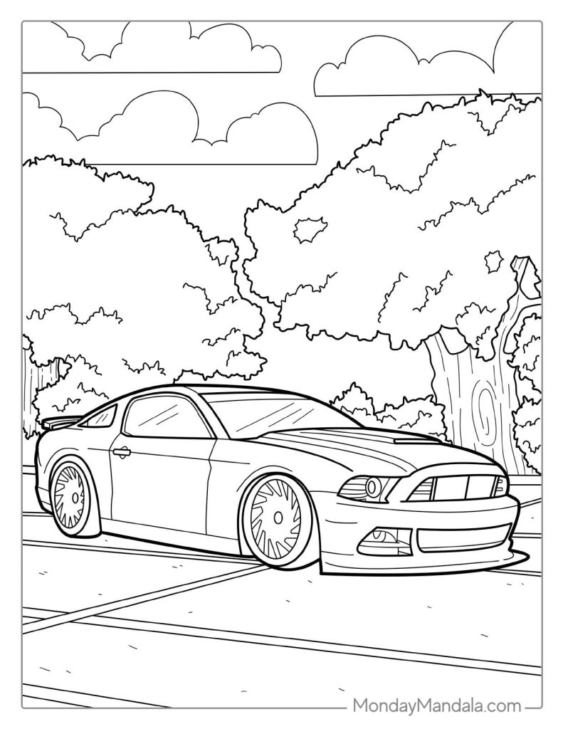 Car coloring pages free pdf printables