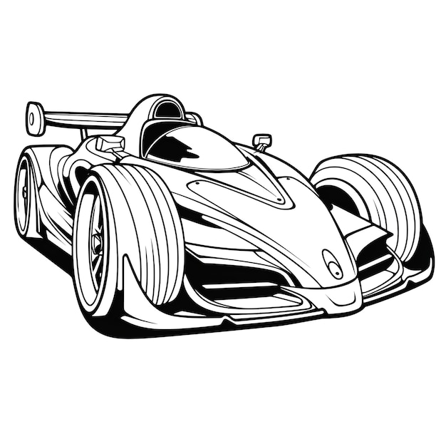 Premium ai image race car coloring page for children and kids image only