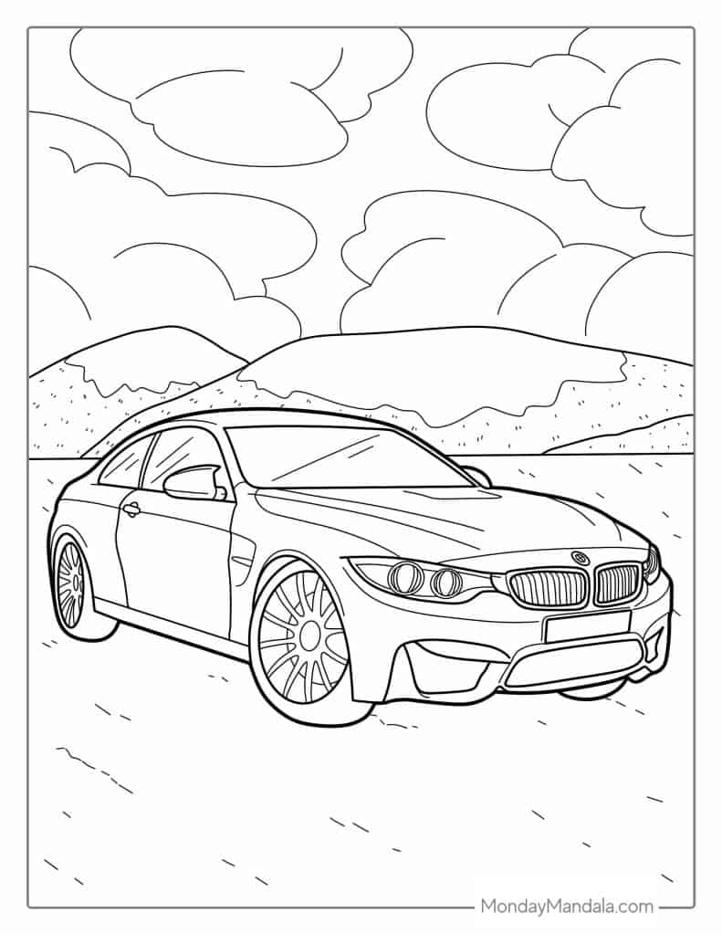 Car coloring pages free pdf printables