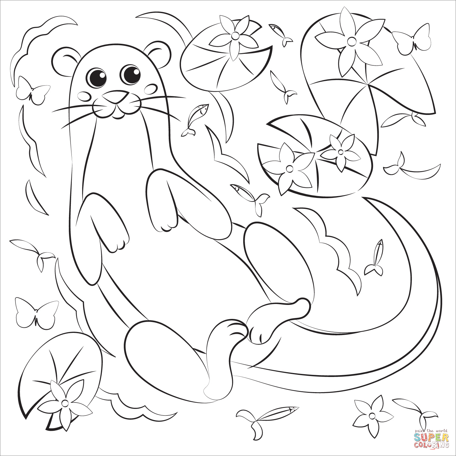 Otter coloring page free printable coloring pages