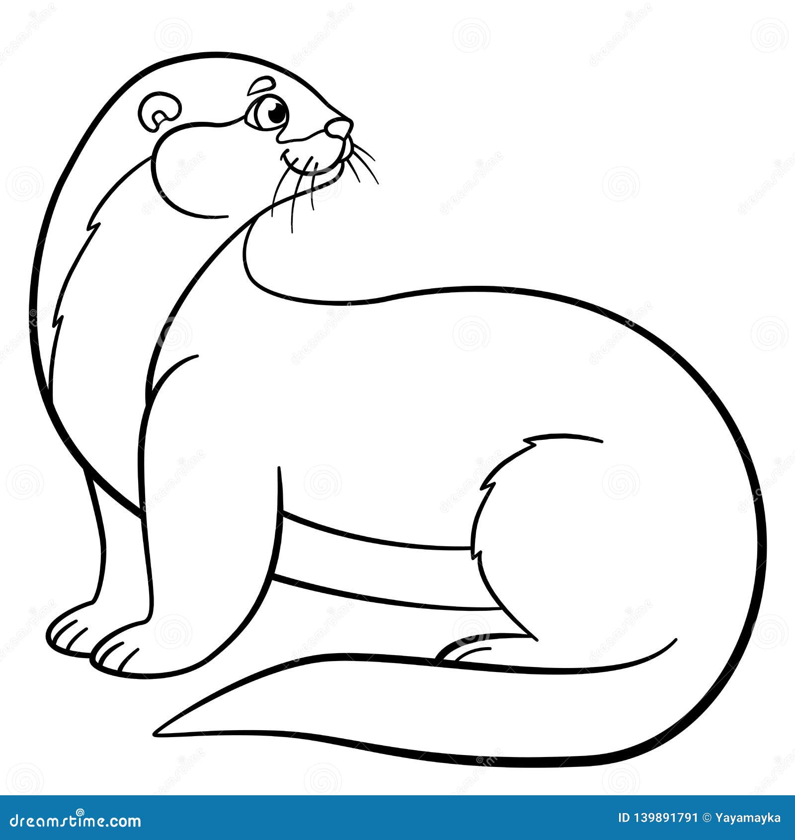 Coloring pages little cute otter smiles stock vector