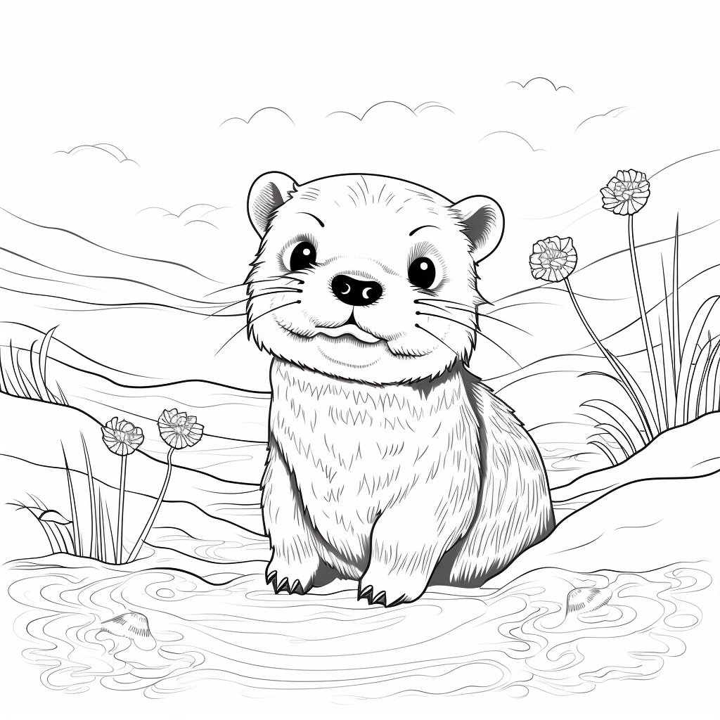 Baby otter coloring pages