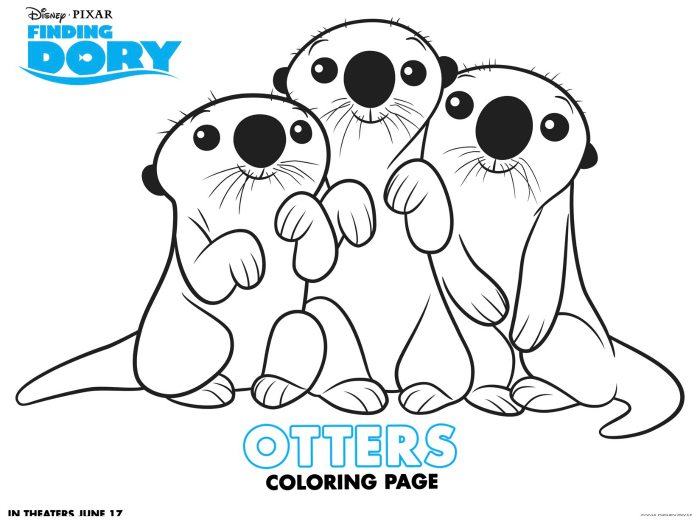 Disney finding dory otters coloring page