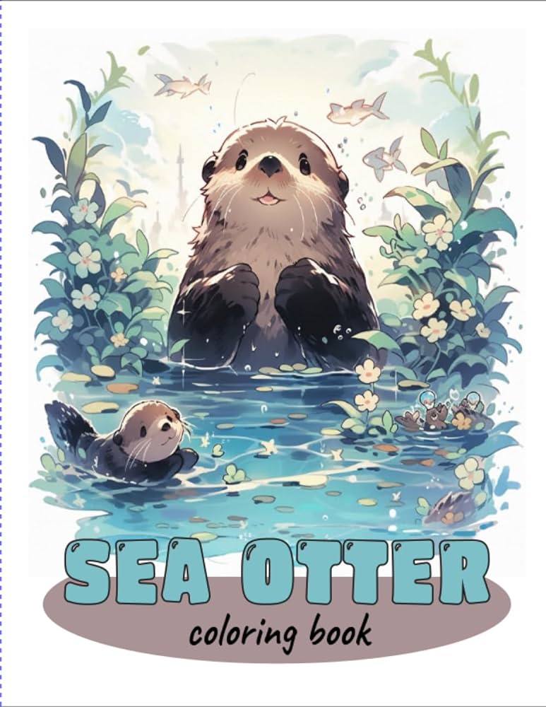 Sea otter coloring book funny and cute otter puns coloring book for adults kids and teens ages