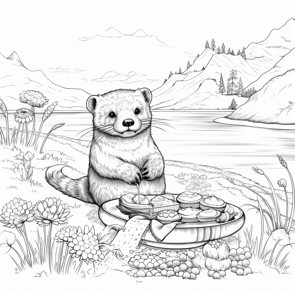 Tranquil otter picnic coloring page serenity by the riverside ðð r otters