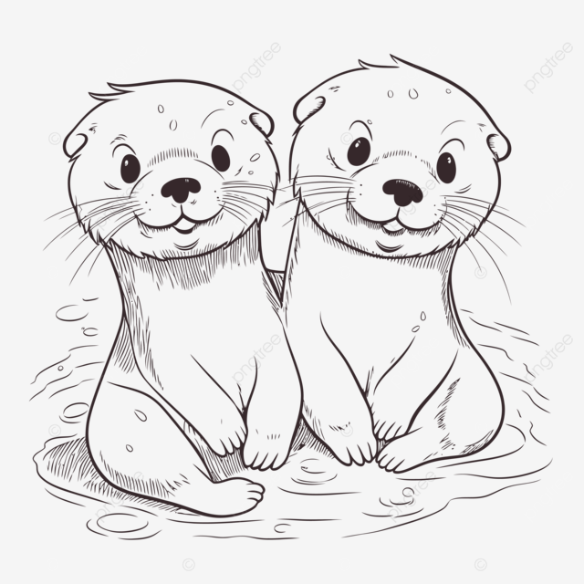 Coloring pages of cartoon otter couple outline sketch drawing vector car drawing cartoon drawing wing drawing png and vector with transparent background for free download