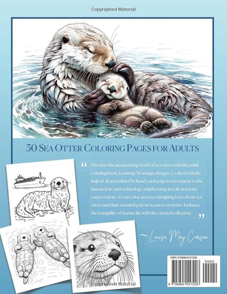 Sea otter coloring book for adults animals of the ocean cute adult coloring pages carson louisa may books