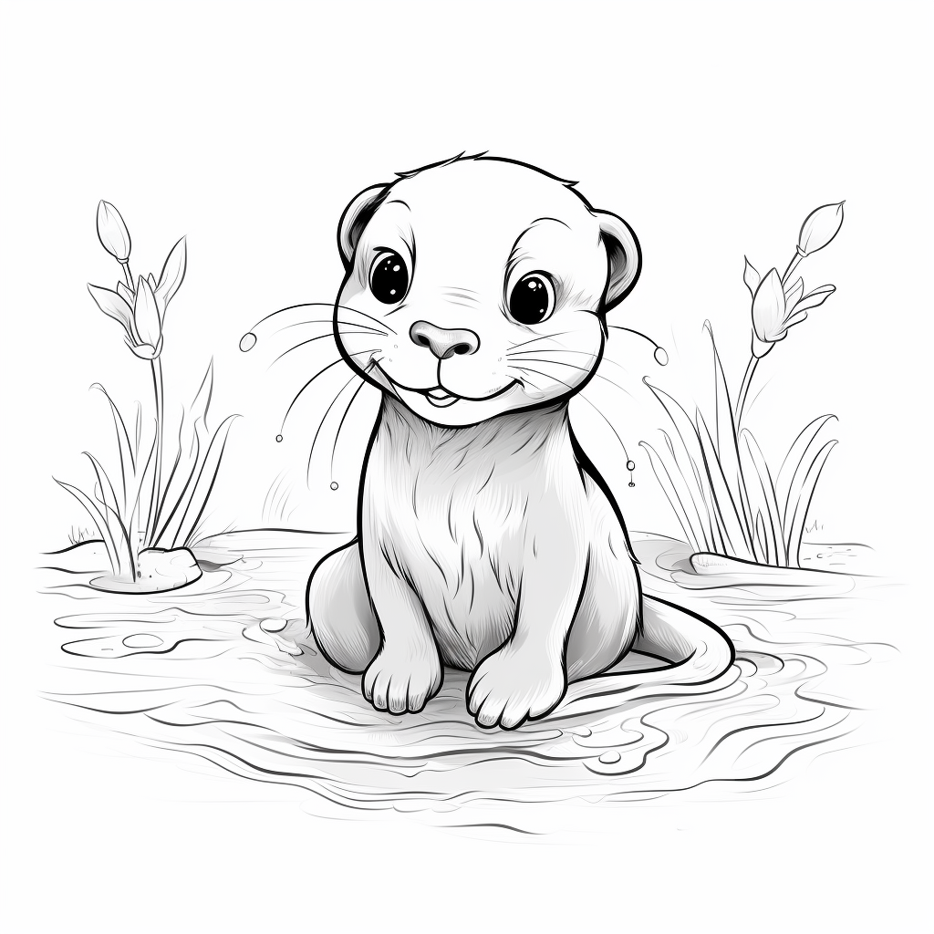 Baby otter coloring pages