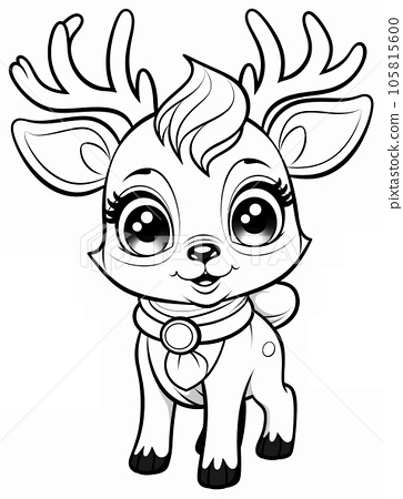 Christmas reindeer coloring book ai image