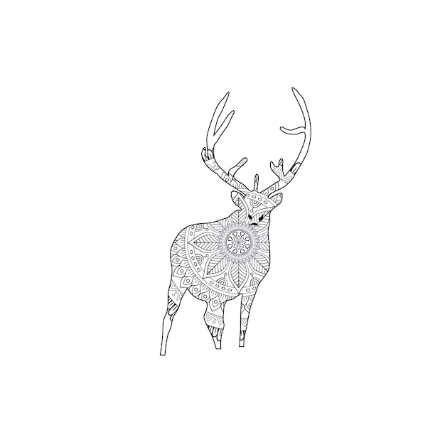 Premium vector caribou mandala coloring page