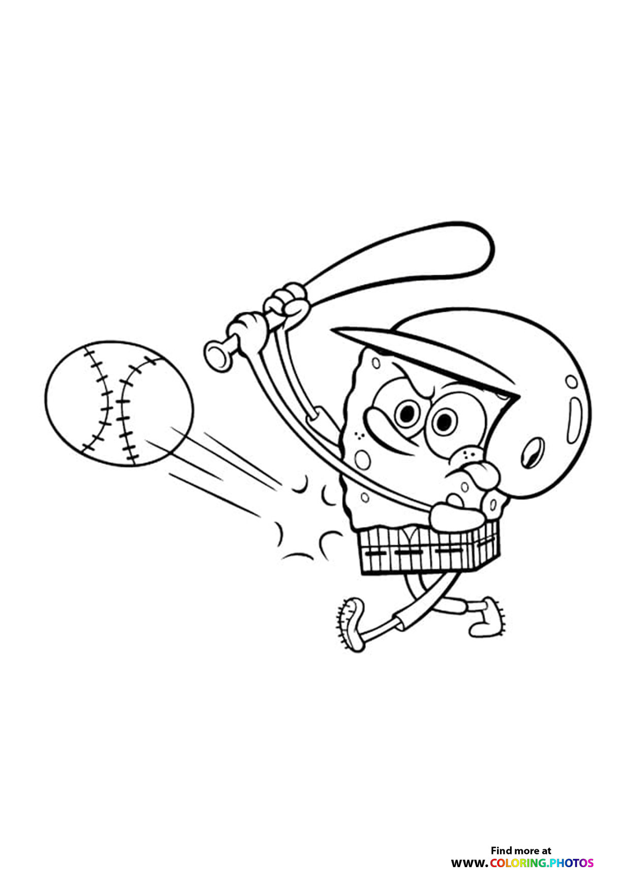 Spongebob playing baseball