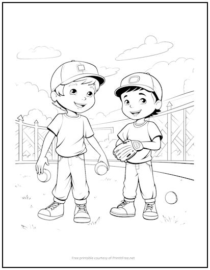 Boys playing baseball coloring page print it free