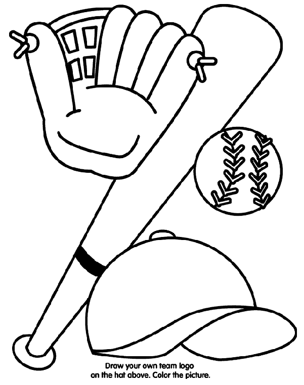 Baseball equipment coloring page