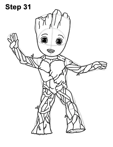 How to draw baby groot