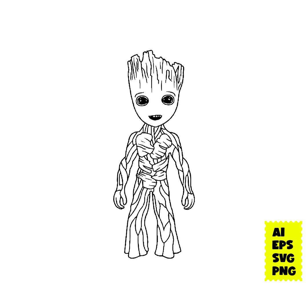 Groot outline svg groot black svg groot svg marvel svg d