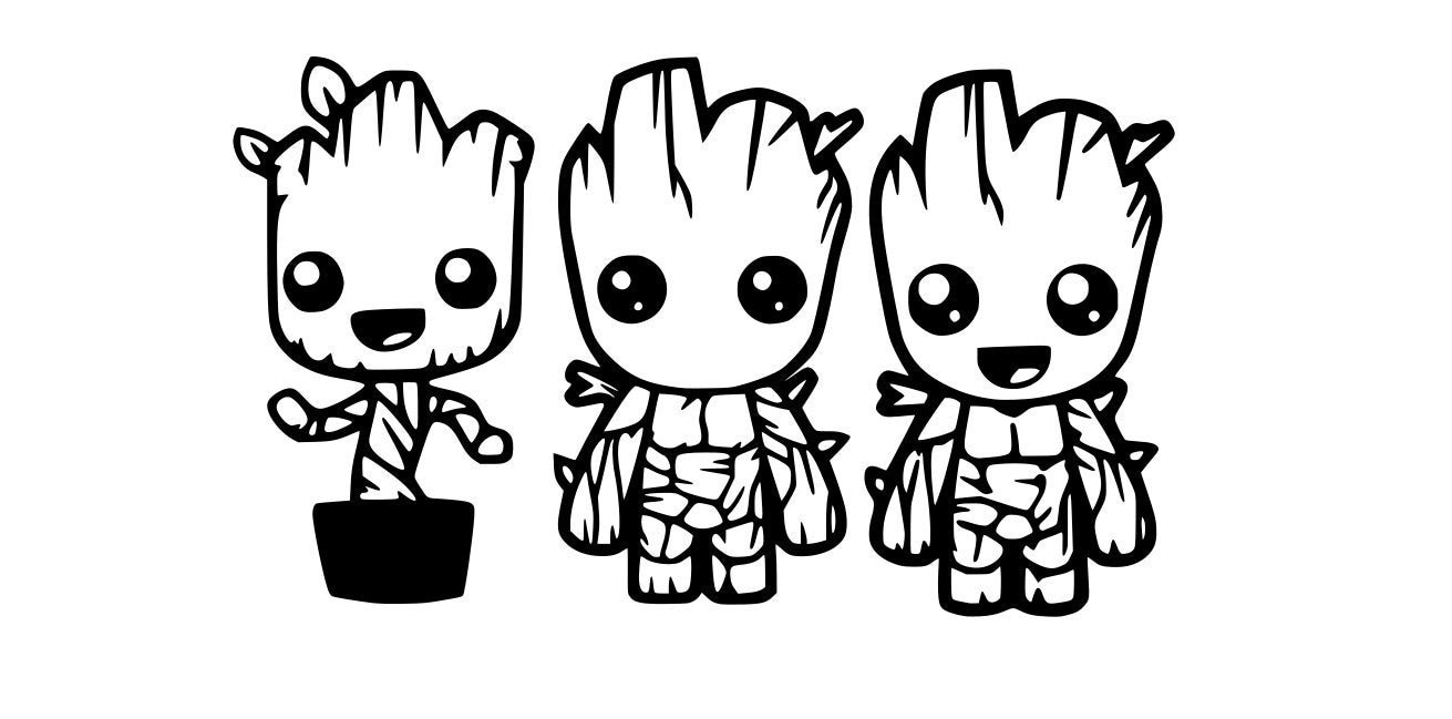 Baby groot trio svg for craft machines cricut cameo silhouette