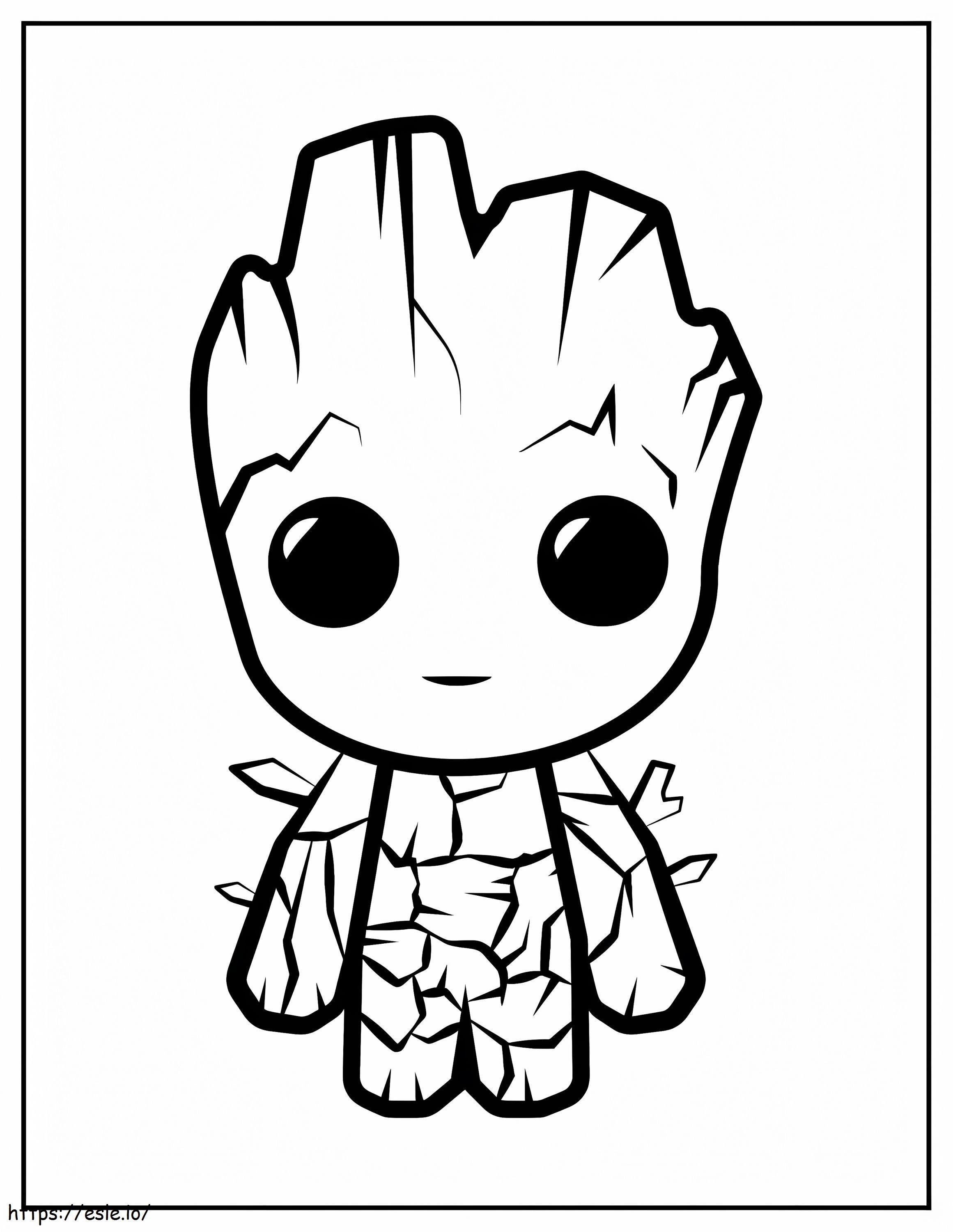 Chibi groot smiling coloring page