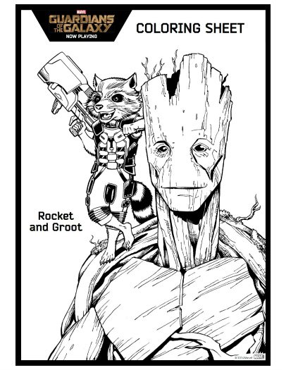 Rocket groot printable coloring page