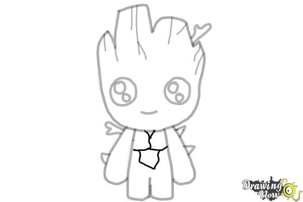 How to draw baby groot from guardians of the galaxy