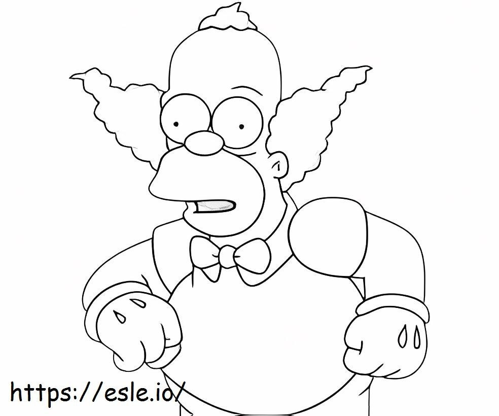 Clown homer simpson coloring page