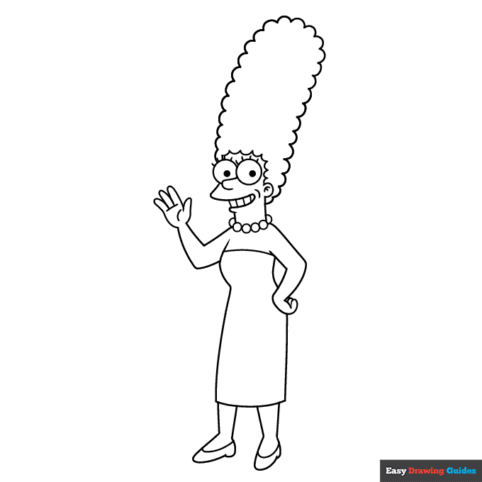 Marge simpson coloring page easy drawing guides