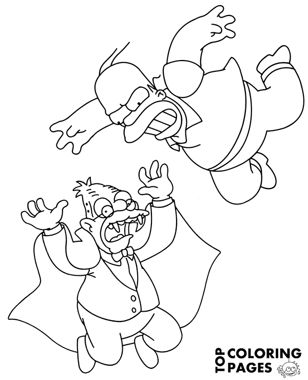 Simpsons coloring page with abraham and homer