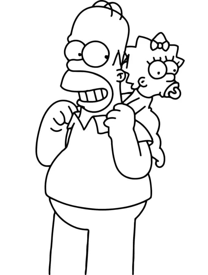 Homer and maggie simpson coloring page