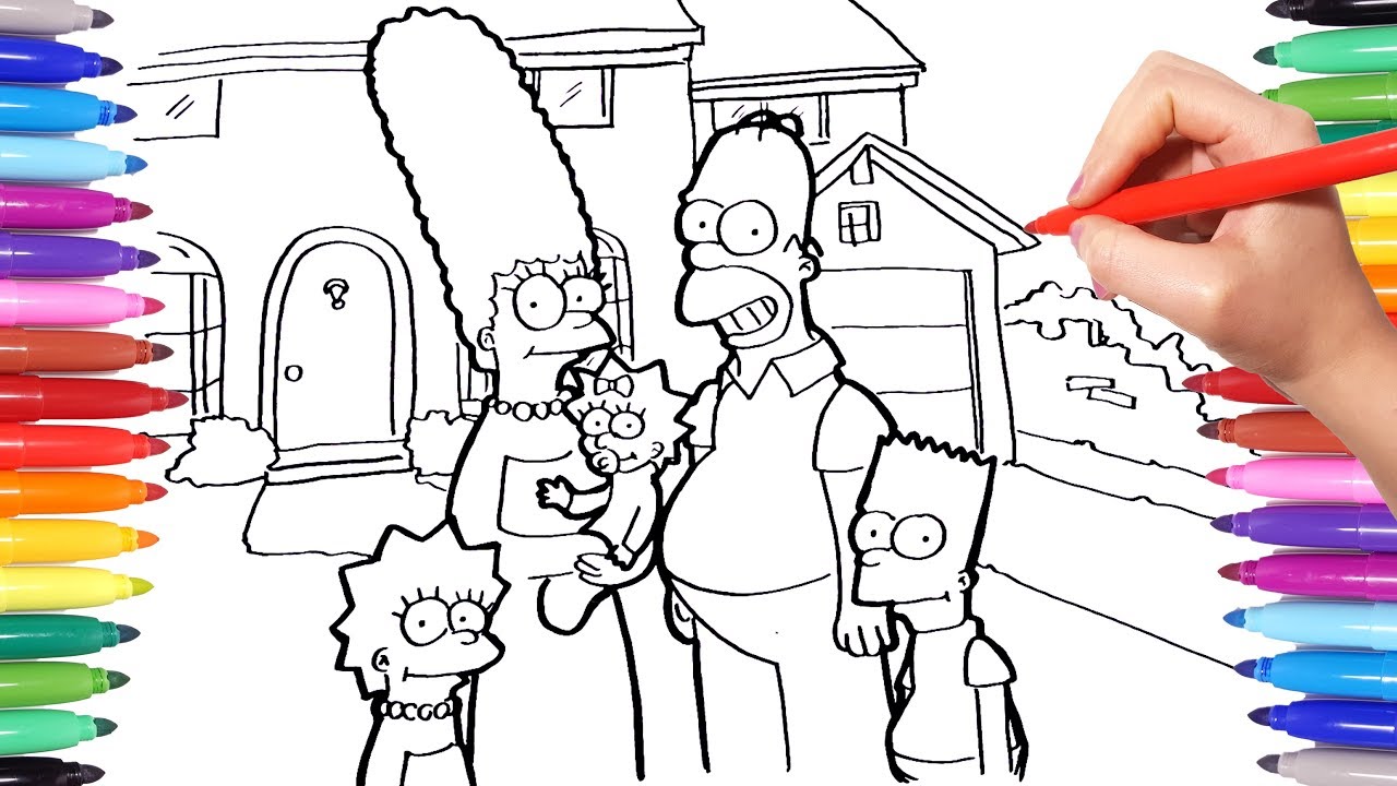 Sipsons coloring pages how to draw bart hoer lisa and arge sipsons coloring book for kids
