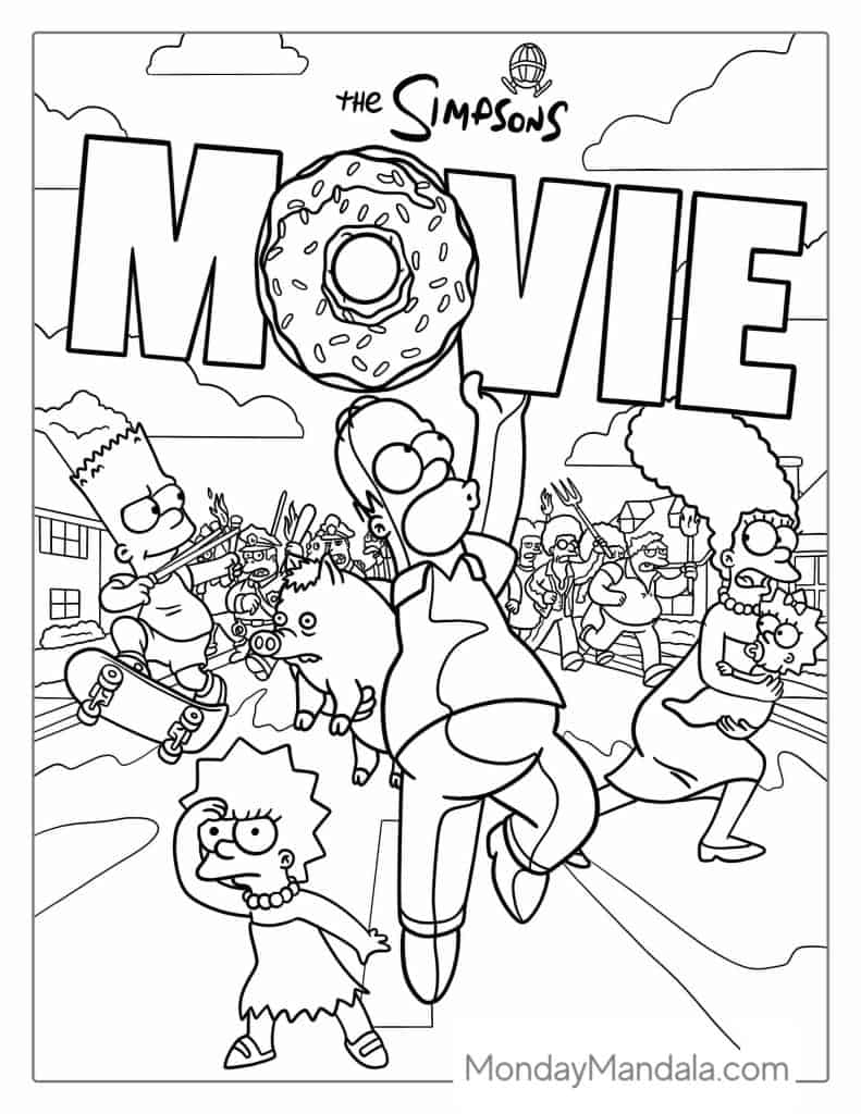 Simpsons coloring pages free pdf printables