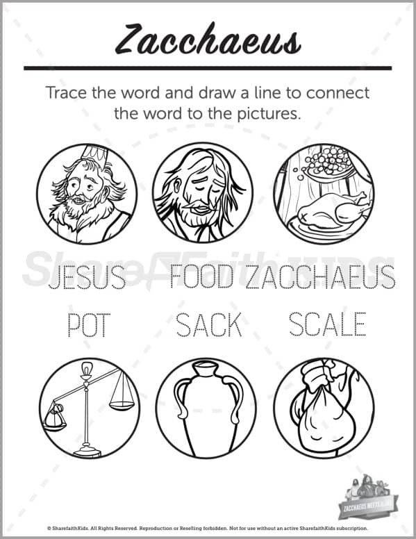 Luke the story of zacchaeus preschool word picture match â