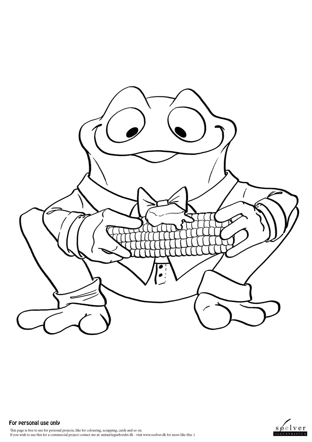 Corncob frog coloring page